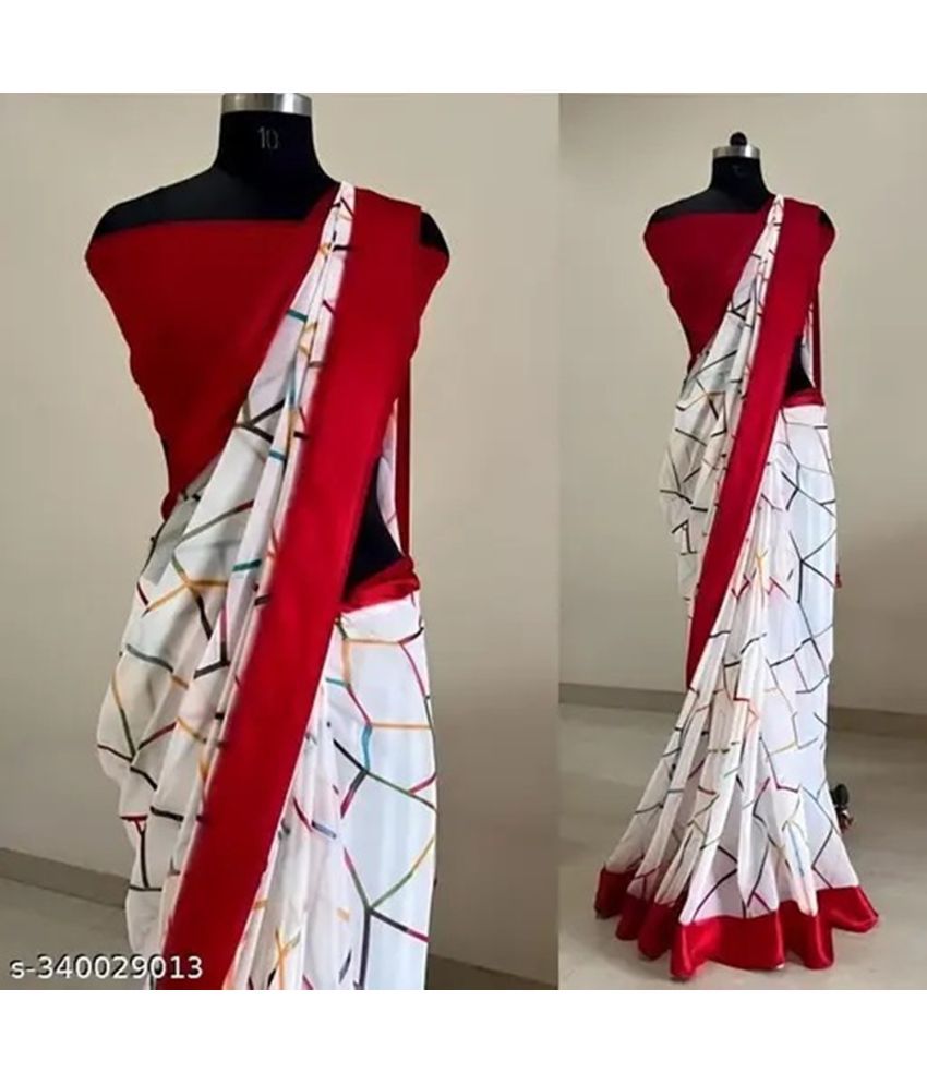     			Ambe Creation Crepe Printed Saree With Blouse Piece ( Red , Pack of 1 )