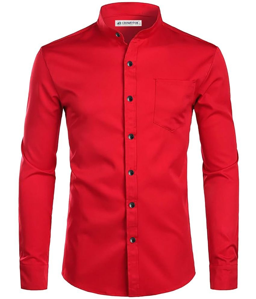     			CROWNTAIL Cotton Blend Slim Fit Solids Full Sleeves Men's Casual Shirt - Red ( Pack of 1 )