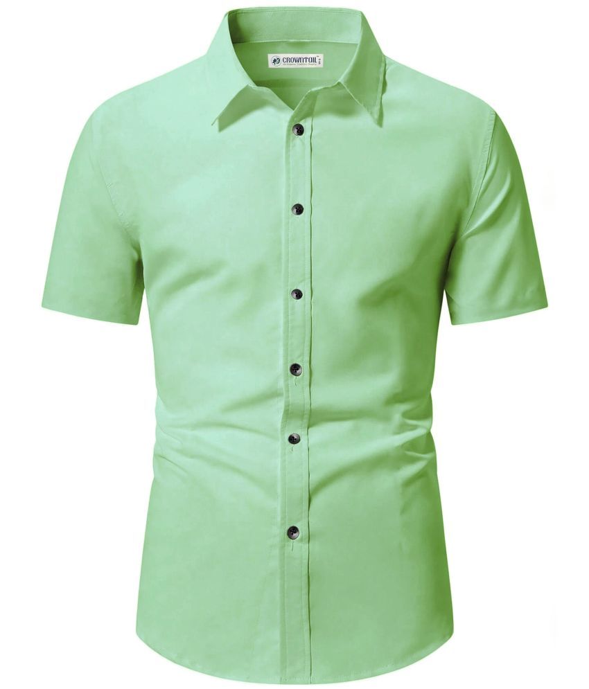     			CROWNTAIL Cotton Blend Slim Fit Solids Half Sleeves Men's Casual Shirt - Sea Green ( Pack of 1 )