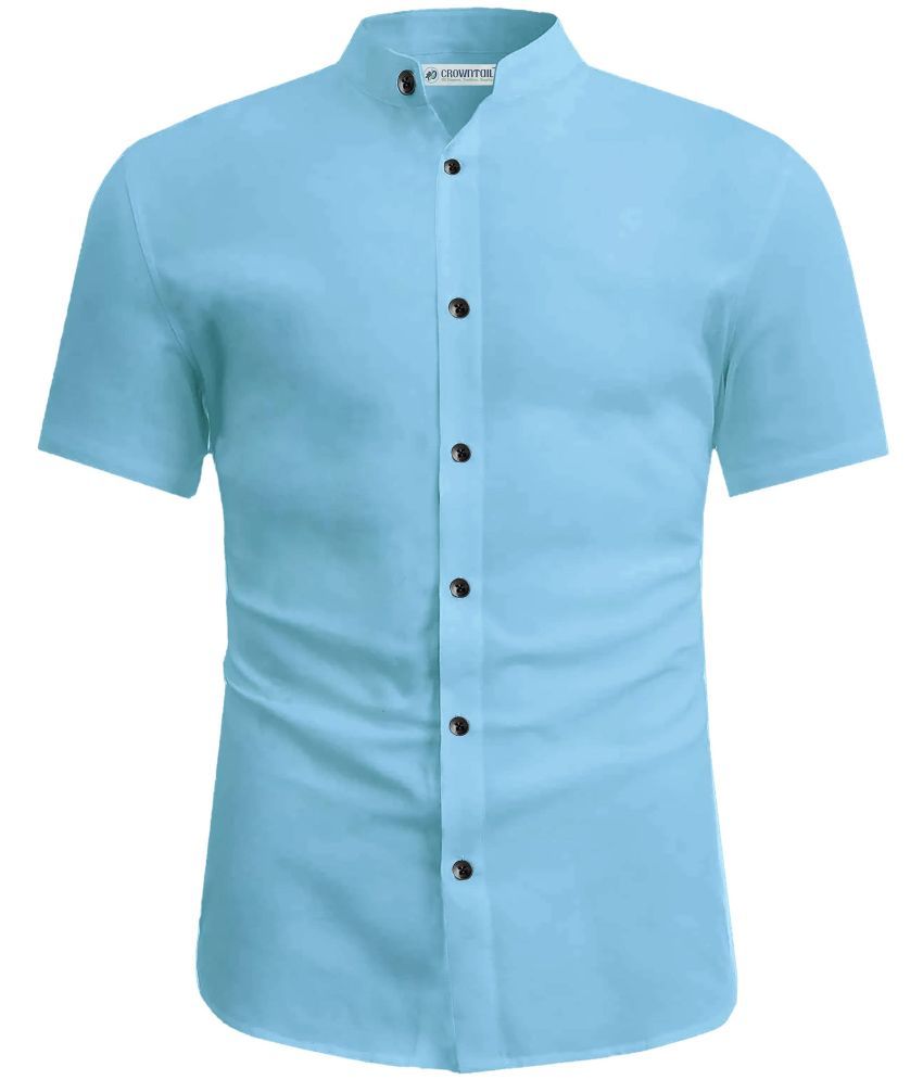     			CROWNTAIL Cotton Blend Slim Fit Solids Half Sleeves Men's Casual Shirt - Light Blue ( Pack of 1 )