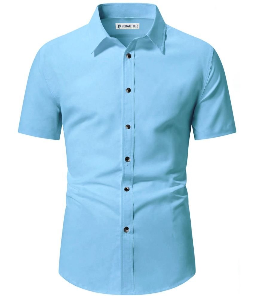     			CROWNTAIL Cotton Blend Slim Fit Solids Half Sleeves Men's Casual Shirt - Light Blue ( Pack of 1 )