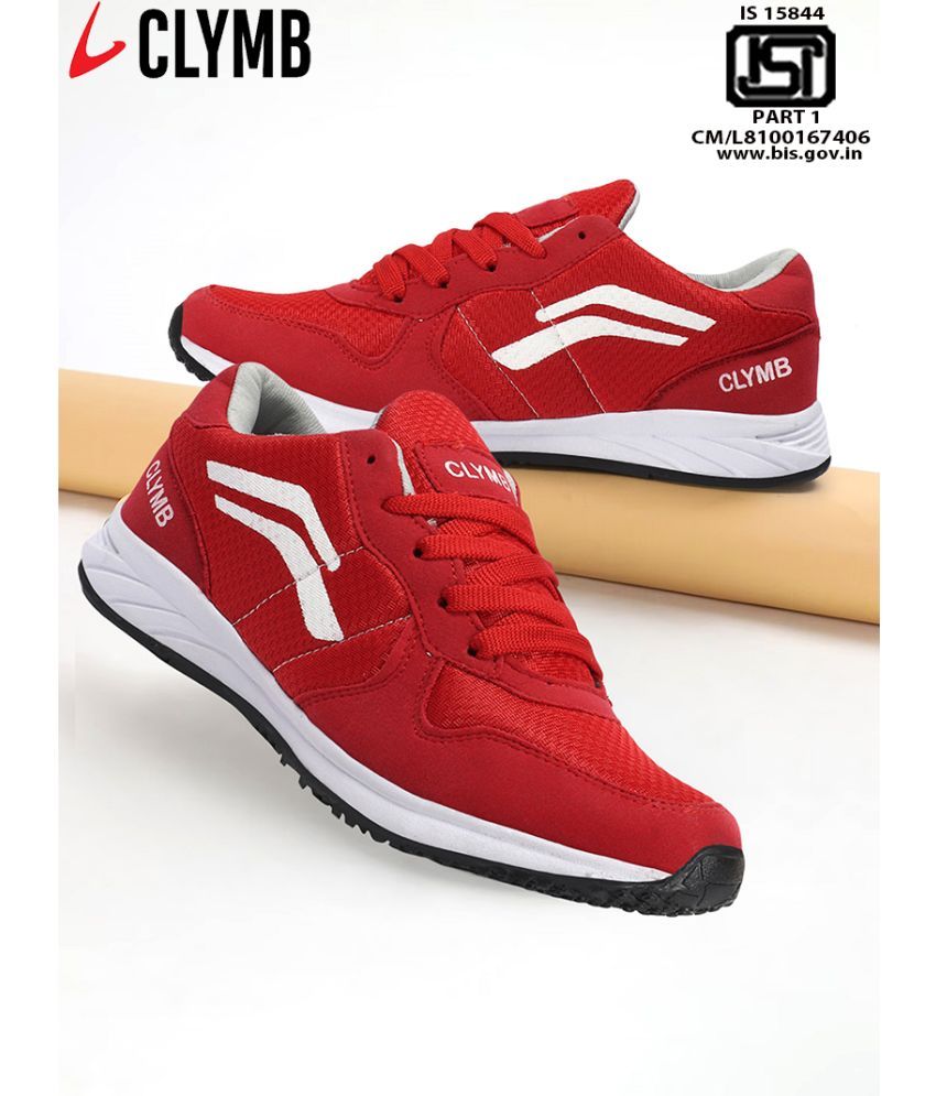     			Clymb Red Men's Sports Running Shoes