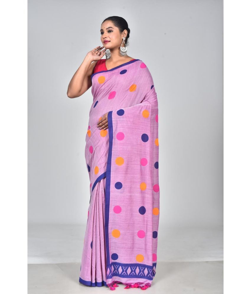     			SARADA HANDLOOM Cotton Solid Saree With Blouse Piece ( Pink , Pack of 1 )