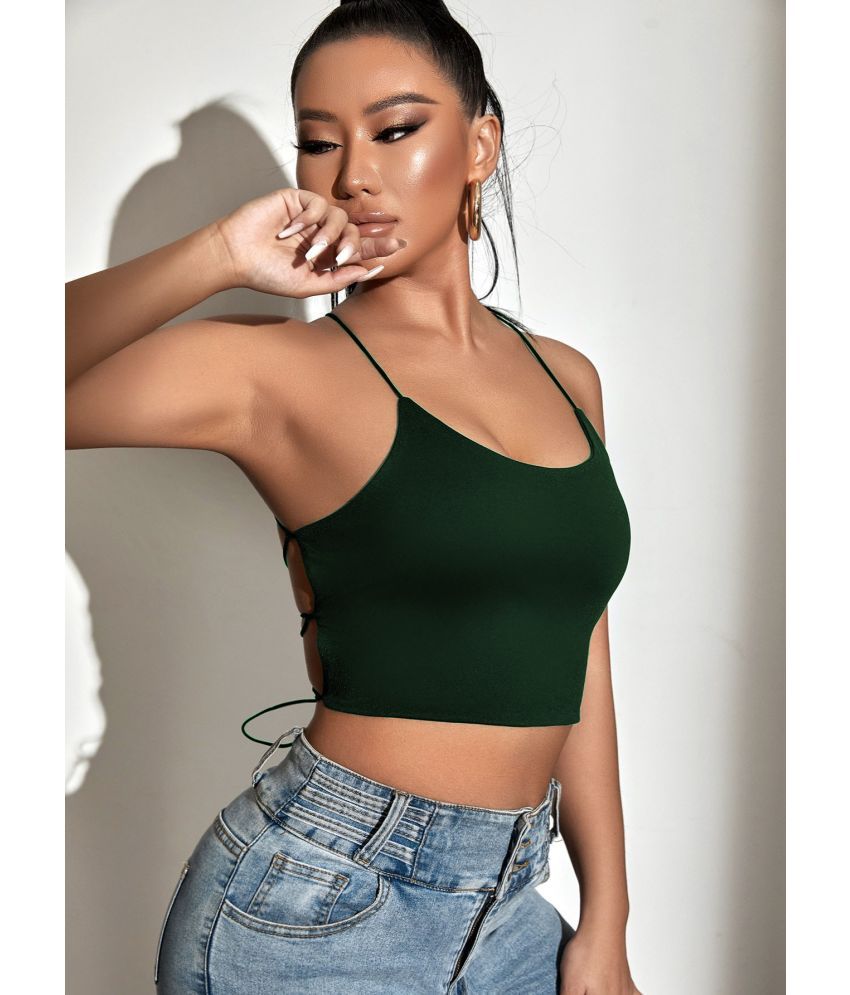     			Traquila Green Lycra Women's Crop Top ( Pack of 1 )