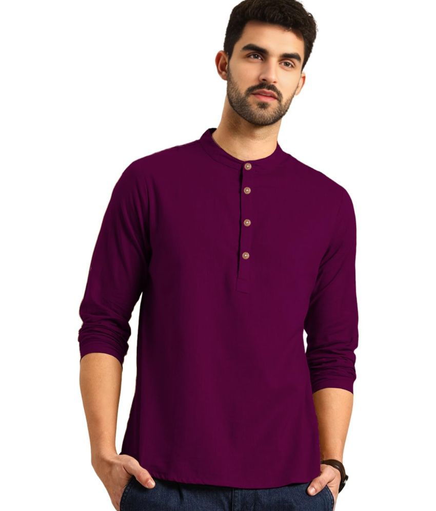     			UNI VIBE Magenta Cotton Men's Shirt Style Kurta ( Pack of 1 )