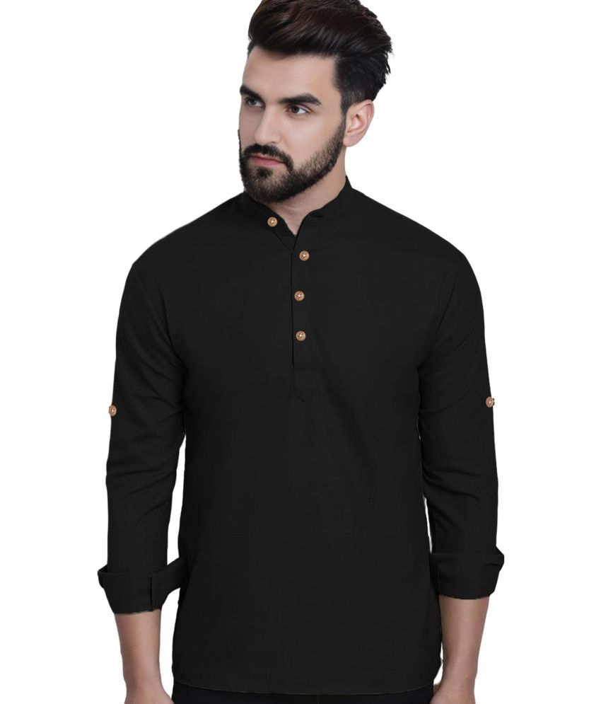     			Vida Loca Black Cotton Men's Shirt Style Kurta ( Pack of 1 )