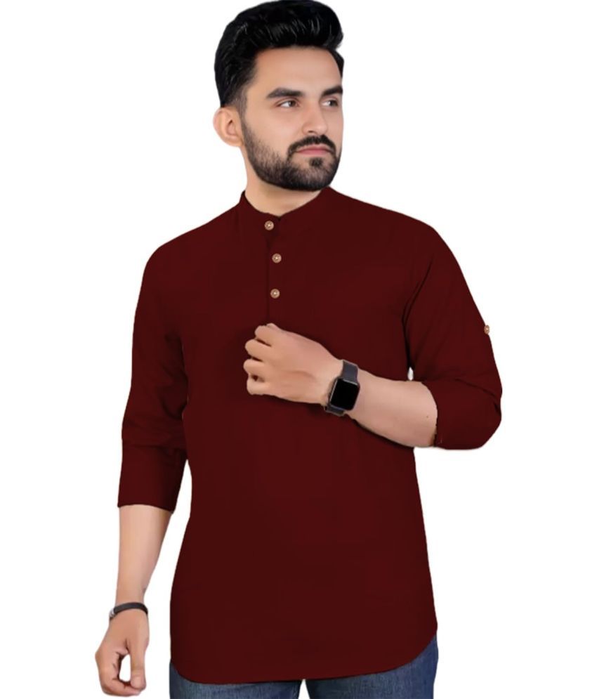     			Vida Loca Maroon Cotton Men's Shirt Style Kurta ( Pack of 1 )