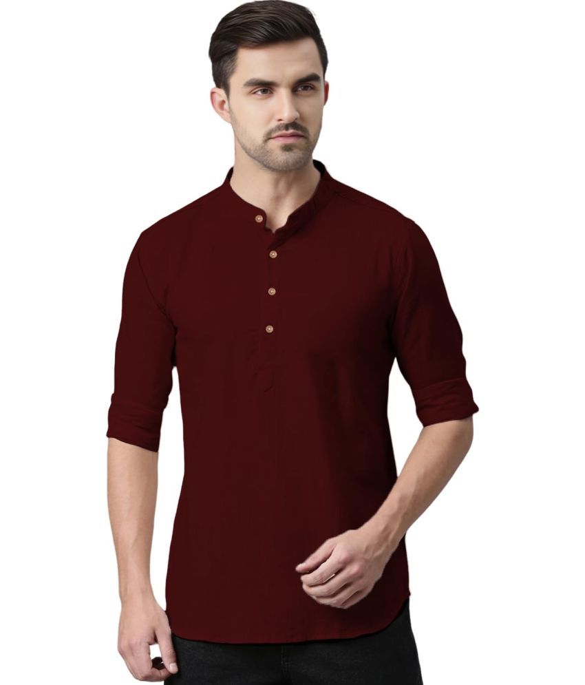     			Vida Loca Maroon Cotton Men's Shirt Style Kurta ( Pack of 1 )