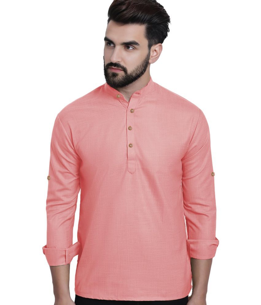     			Vida Loca Peach Cotton Men's Shirt Style Kurta ( Pack of 1 )