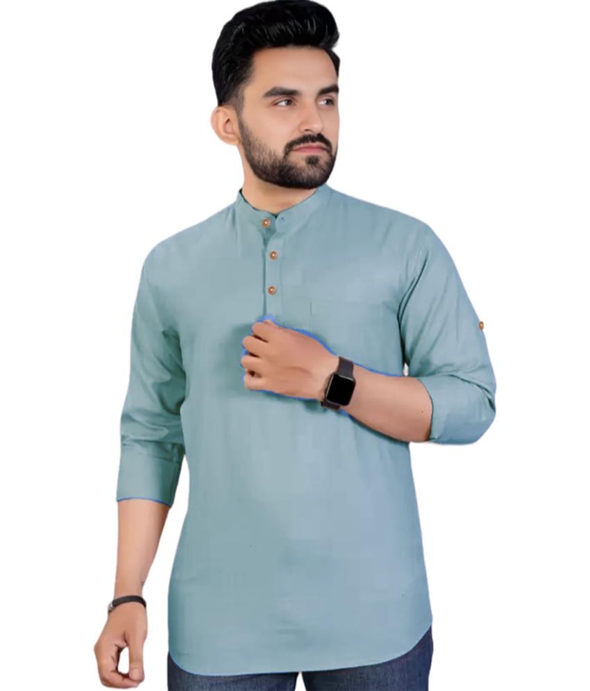     			Vida Loca Sky Blue Cotton Men's Shirt Style Kurta ( Pack of 1 )