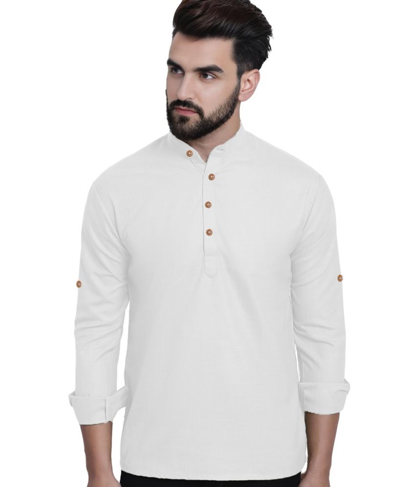     			Vida Loca White Cotton Men's Shirt Style Kurta ( Pack of 1 )