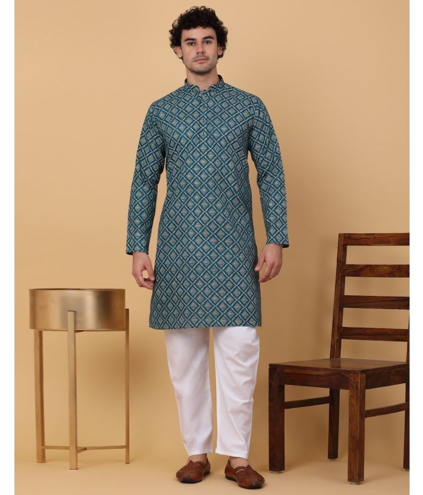     			Vividvibe Blue Cotton Blend Men's Regular Kurta ( Pack of 1 )