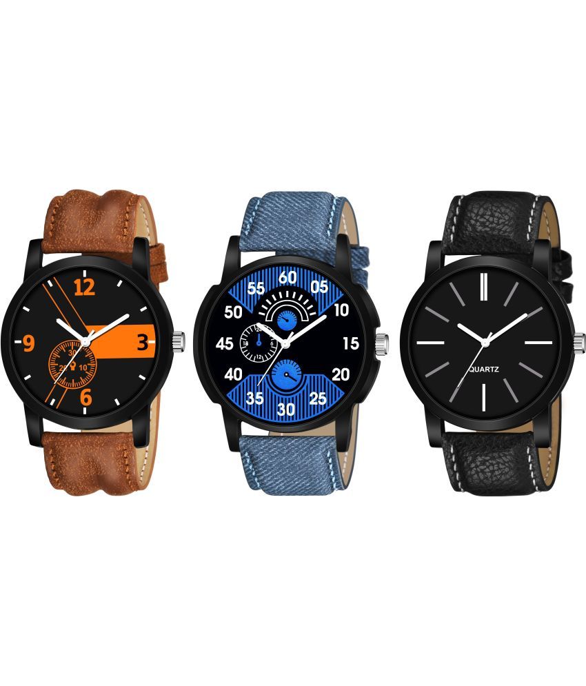     			YUKAX Brown PU Analog Men's Watch