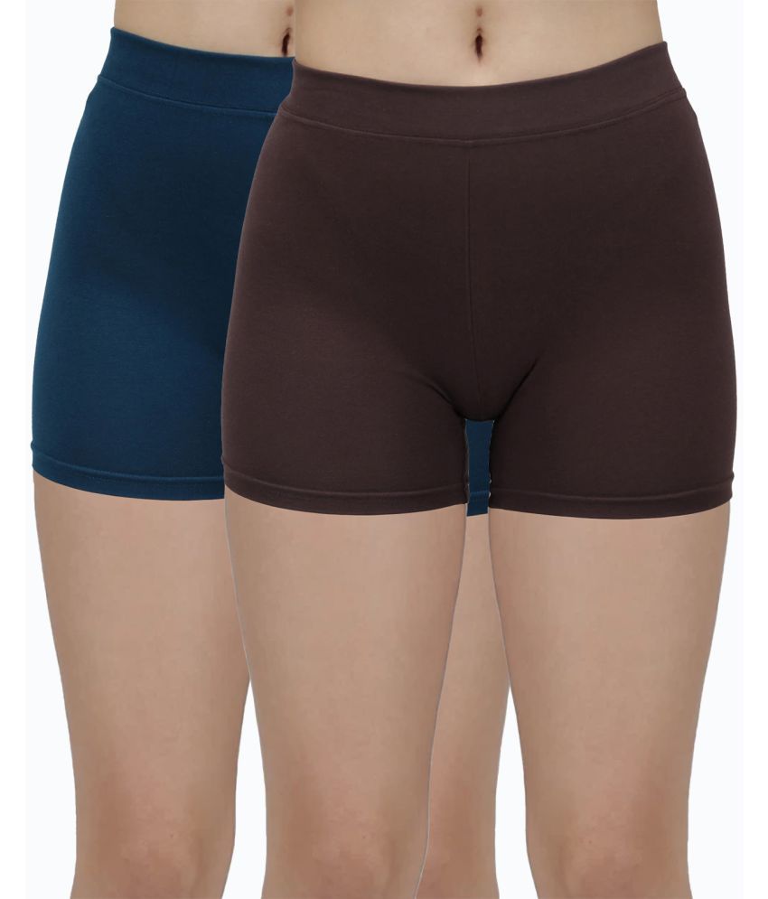     			Amul comfy Pack of 2 Cotton Safety Shorts For Women ( Brown )