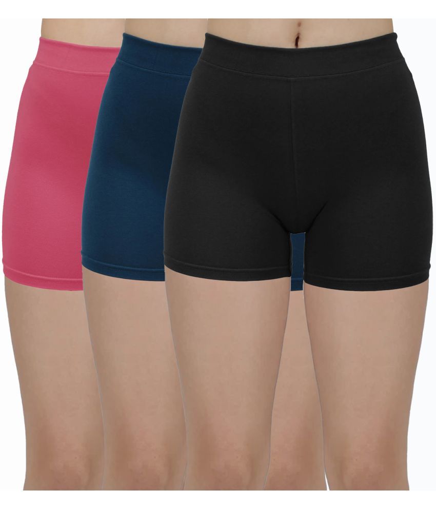     			Amul comfy Pack of 3 Cotton Safety Shorts For Women ( Multicolor )