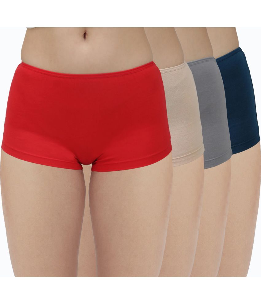     			Amul comfy Pack of 4 Cotton Boy Shorts For Women ( Multicolor )