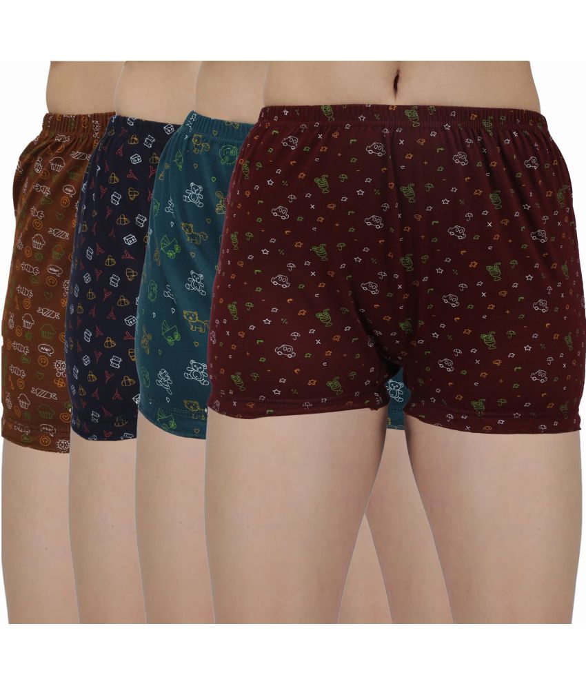     			Amul comfy Pack of 4 Cotton Boy Shorts For Women ( Multicolor )