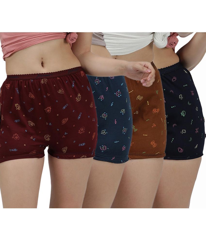     			Amul comfy Pack of 4 Cotton Boy Shorts For Women ( Multicolor )