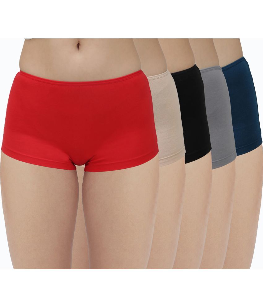     			Amul comfy Pack of 5 Cotton Boy Shorts For Women ( Multicolor )