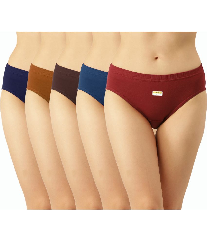     			Amul comfy Pack of 5 Cotton Briefs For Women ( Multicolor )