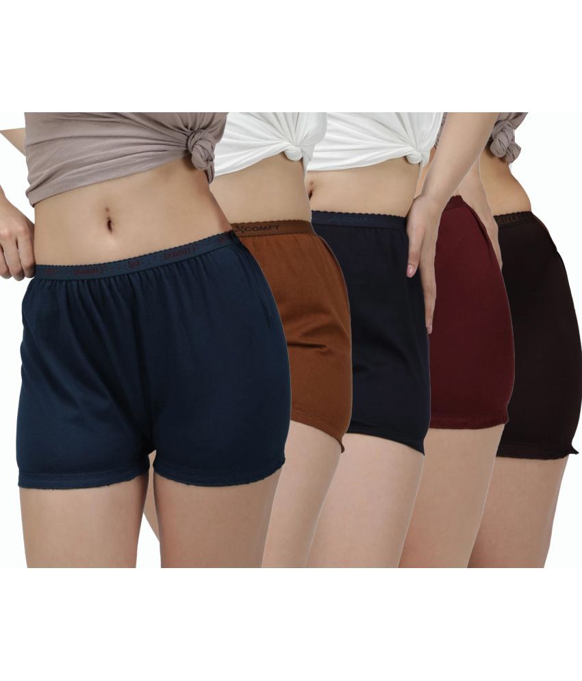     			Amul comfy Pack of 5 Cotton Boy Shorts For Women ( Multicolor )