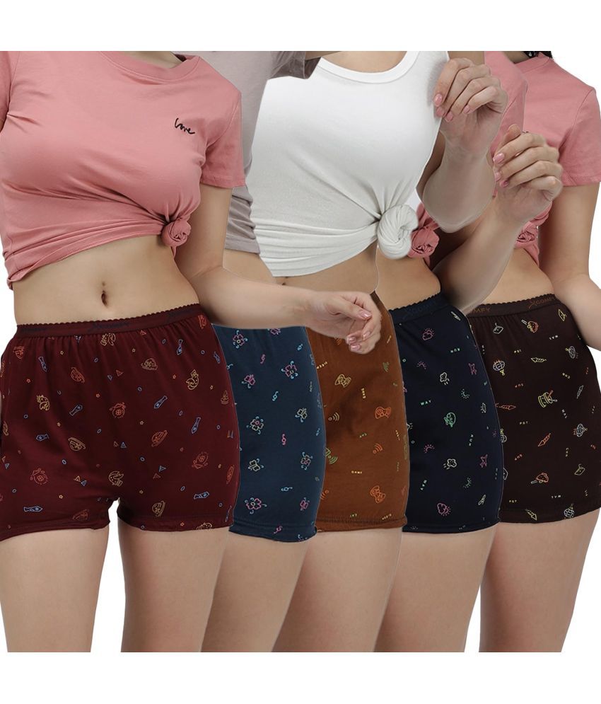     			Amul comfy Pack of 5 Cotton Boy Shorts For Women ( Multicolor )