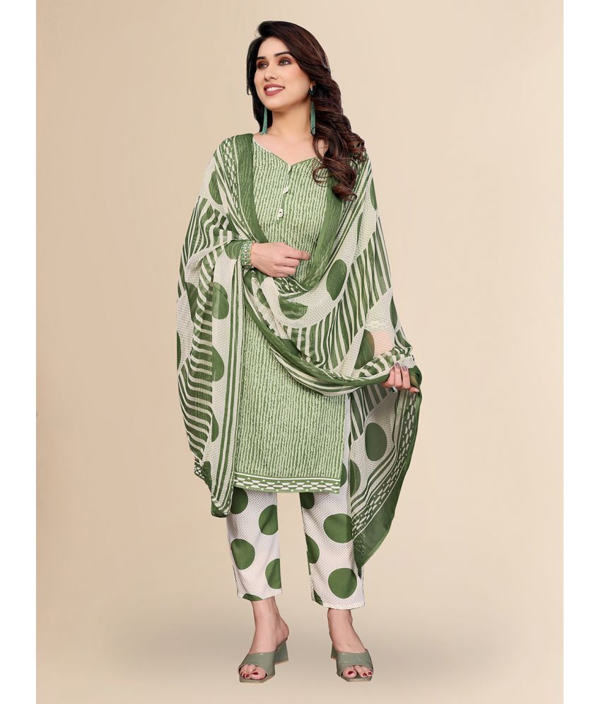     			Anand Unstitched Crepe Striped Dress Material - Green ( Pack of 1 )