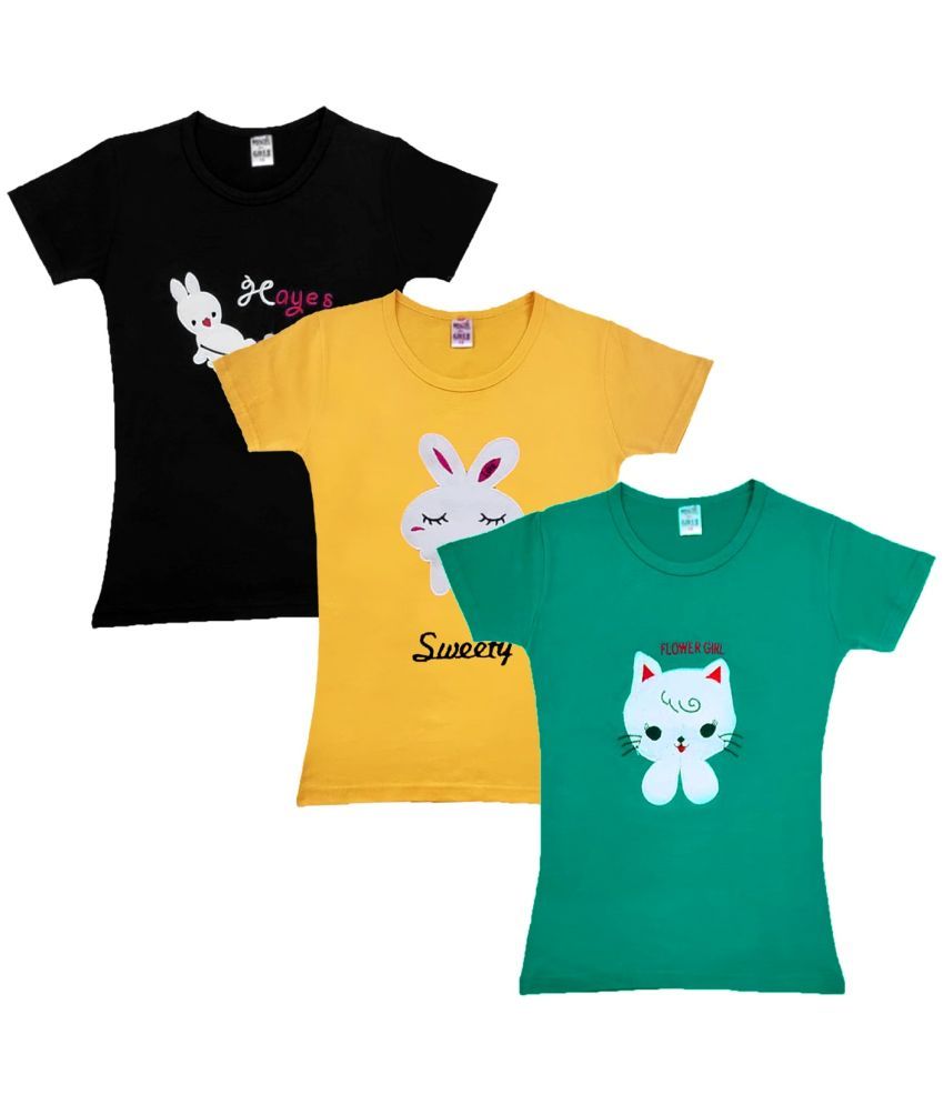     			COOLTEES4U Pack of 3 Girls 100% Cotton T-Shirt ( Multicolor )