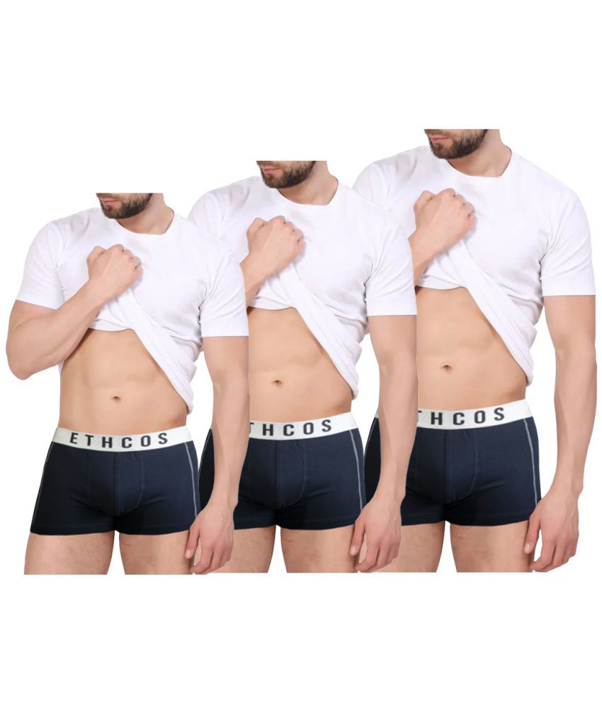     			ETHCOS Pack of 3 Modal Trunks For Men's ( Navy Blue )