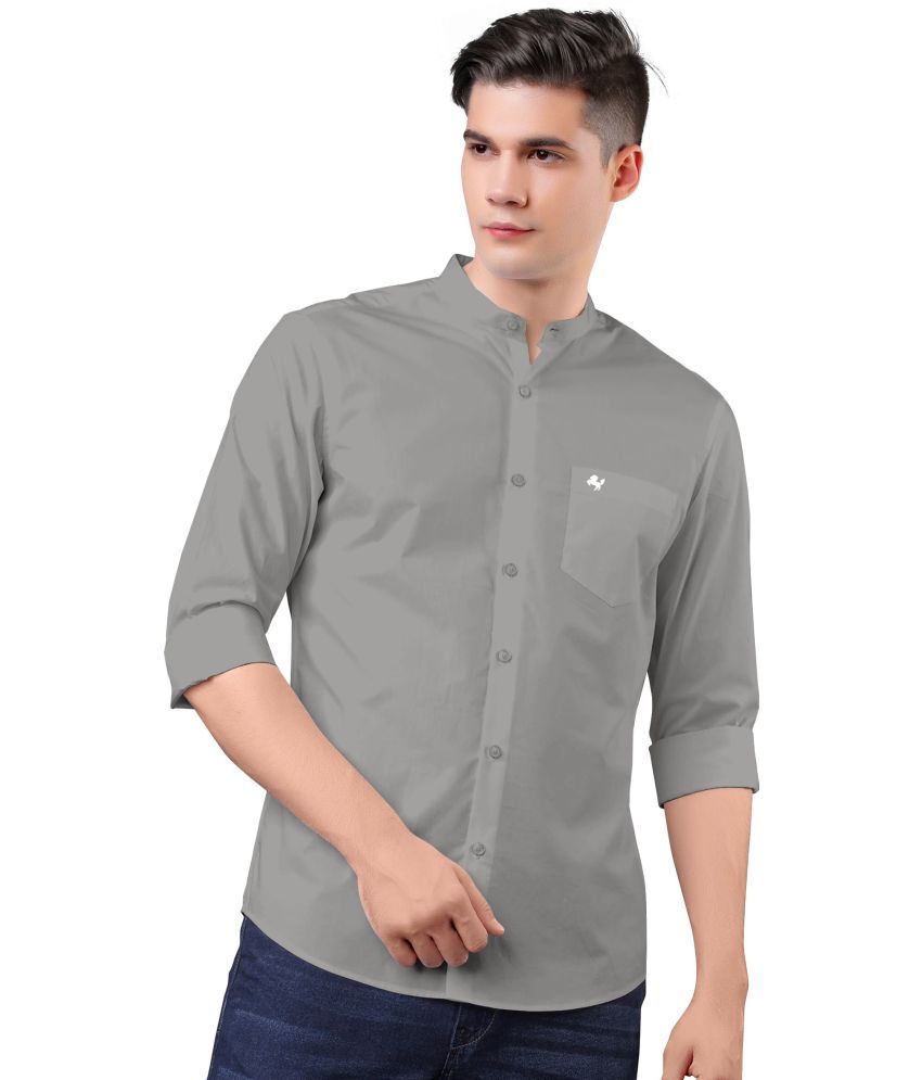     			Fatty Mouse 100% Cotton Regular Fit Solids Full Sleeves Men's Casual Shirt - Grey ( Pack of 1 )