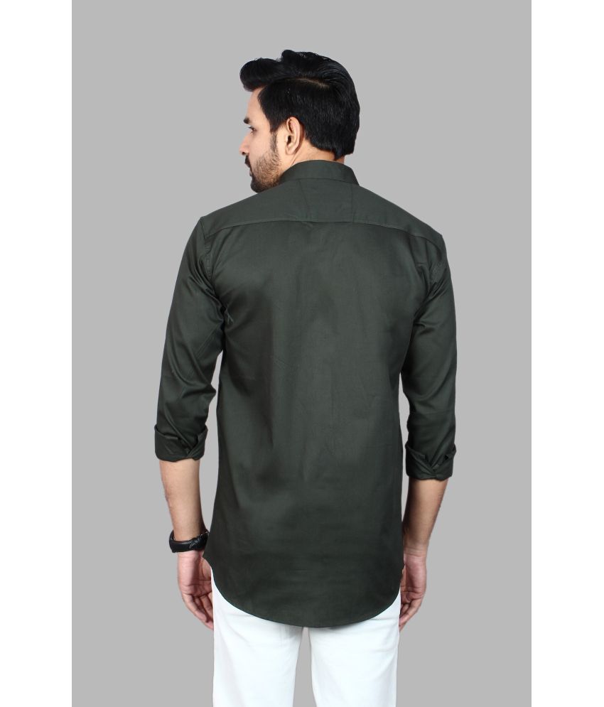     			Fatty Mouse Cotton Blend Regular Fit Solids Full Sleeves Men's Casual Shirt - Dark Green ( Pack of 1 )