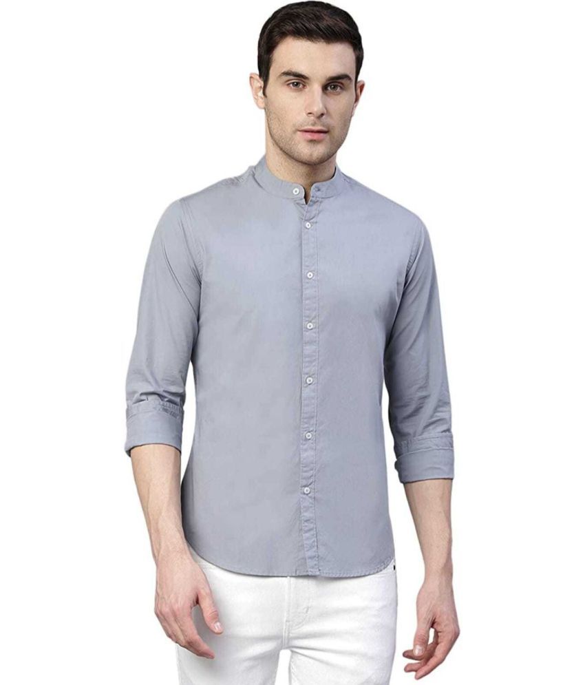     			Fatty Mouse Cotton Blend Regular Fit Solids Full Sleeves Men's Casual Shirt - Grey ( Pack of 1 )