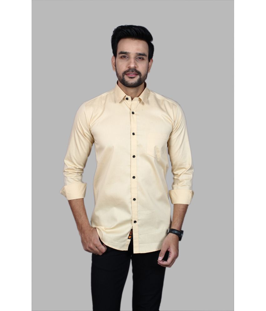     			Fatty Mouse Cotton Blend Regular Fit Solids Full Sleeves Men's Casual Shirt - Cream ( Pack of 1 )