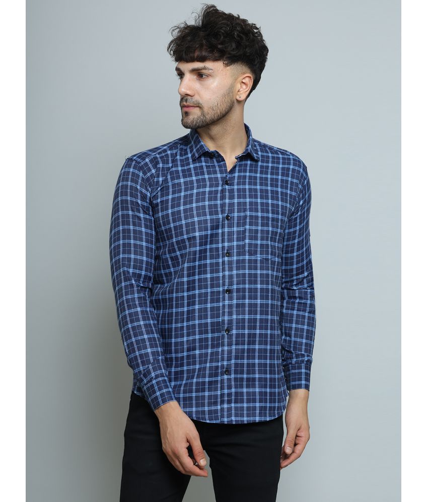     			Fatty Mouse Cotton Blend Regular Fit Checks Full Sleeves Men's Casual Shirt - Blue ( Pack of 1 )