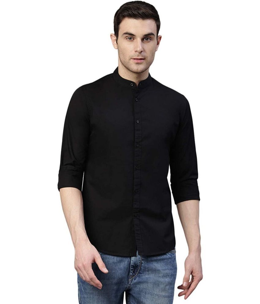     			Fatty Mouse Cotton Blend Regular Fit Solids Full Sleeves Men's Casual Shirt - Black ( Pack of 1 )