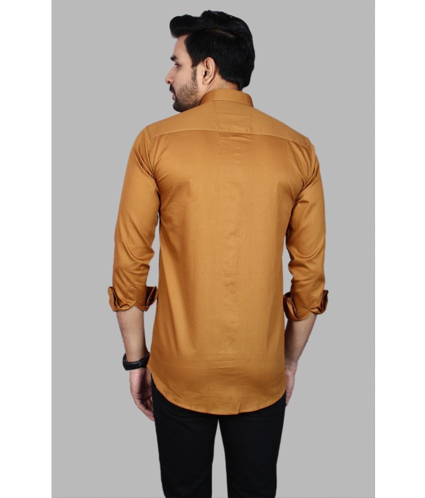     			Fatty Mouse Cotton Blend Regular Fit Solids Full Sleeves Men's Casual Shirt - Gold ( Pack of 1 )