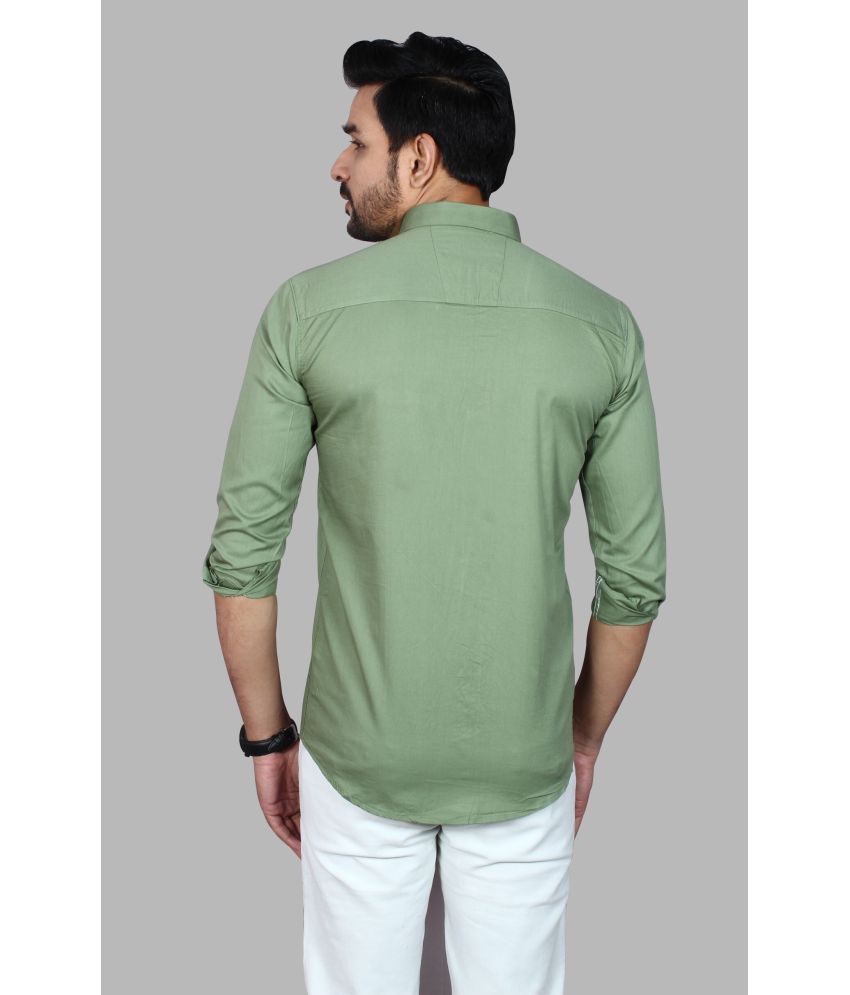     			Fatty Mouse Cotton Blend Regular Fit Solids Full Sleeves Men's Casual Shirt - Light Green ( Pack of 1 )