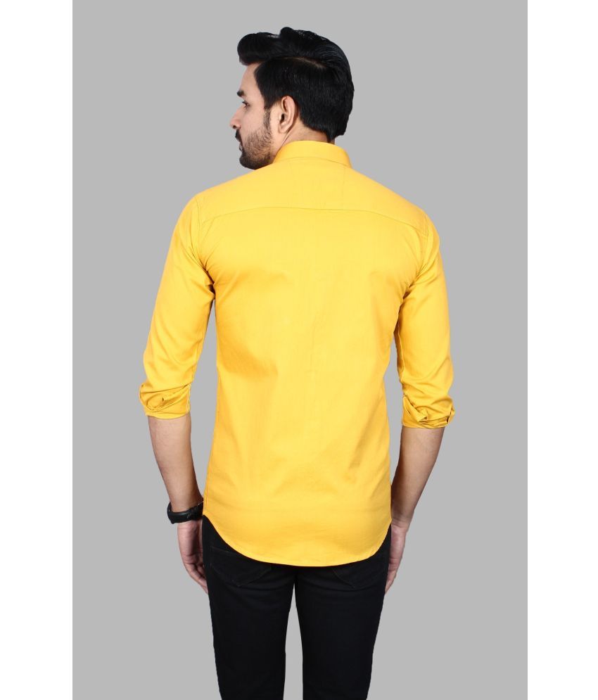     			Fatty Mouse Cotton Blend Regular Fit Solids Full Sleeves Men's Casual Shirt - Yellow ( Pack of 1 )