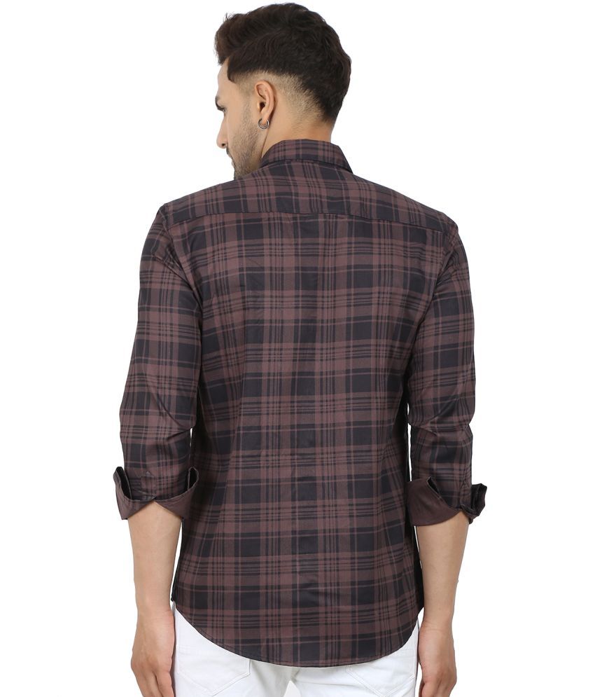     			Fatty Mouse Cotton Blend Regular Fit Checks Full Sleeves Men's Casual Shirt - Brown ( Pack of 1 )