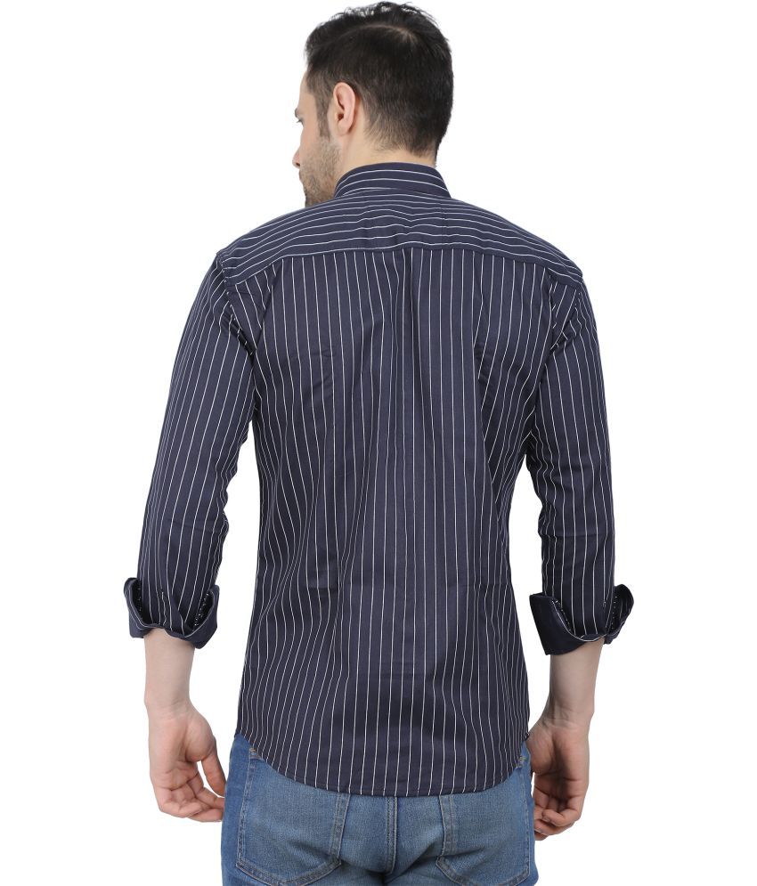     			Fatty Mouse Cotton Blend Regular Fit Striped Full Sleeves Men's Casual Shirt - Dark Blue ( Pack of 1 )