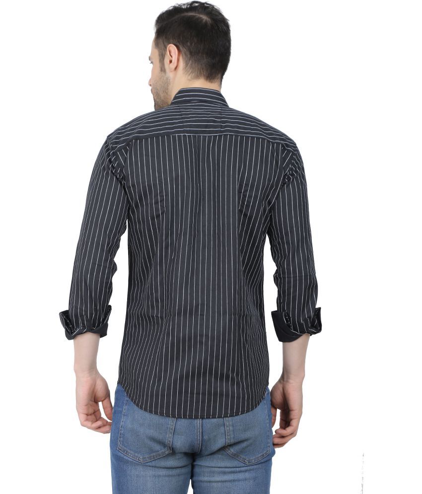     			Fatty Mouse Cotton Blend Regular Fit Striped Full Sleeves Men's Casual Shirt - Dark Blue ( Pack of 1 )