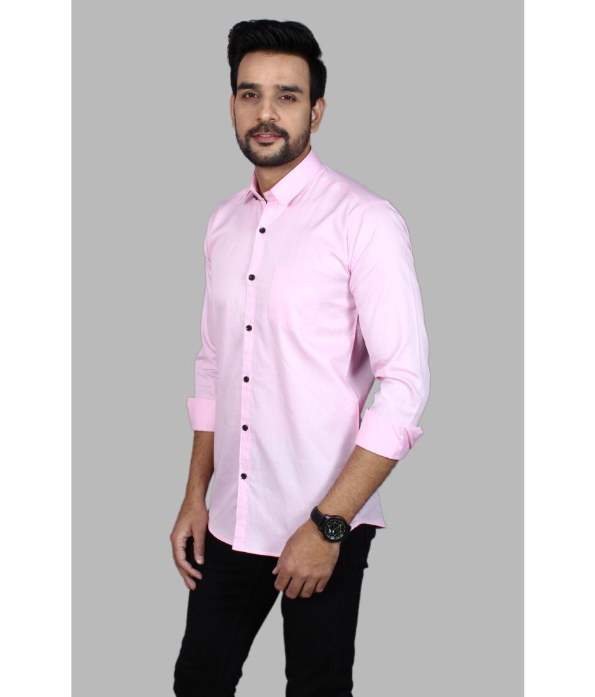     			Fatty Mouse Cotton Blend Regular Fit Solids Full Sleeves Men's Casual Shirt - Pink ( Pack of 1 )