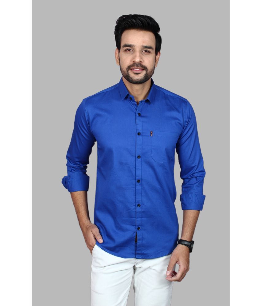     			Fatty Mouse Cotton Blend Regular Fit Solids Full Sleeves Men's Casual Shirt - Blue ( Pack of 1 )