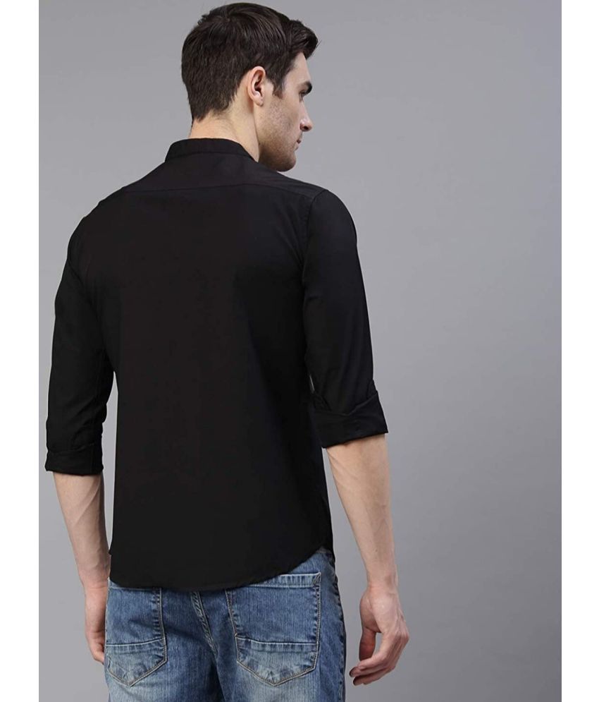     			Fatty Mouse Cotton Blend Regular Fit Solids Full Sleeves Men's Casual Shirt - Black ( Pack of 1 )