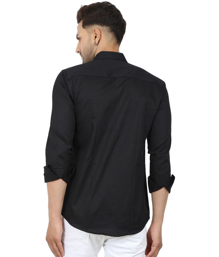     			Fatty Mouse Cotton Blend Regular Fit Solids Full Sleeves Men's Casual Shirt - Black ( Pack of 1 )