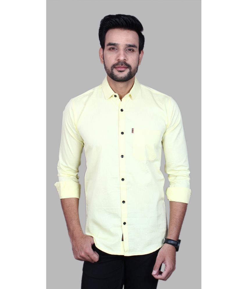     			Fatty Mouse Cotton Blend Regular Fit Solids Full Sleeves Men's Casual Shirt - Yellow ( Pack of 1 )