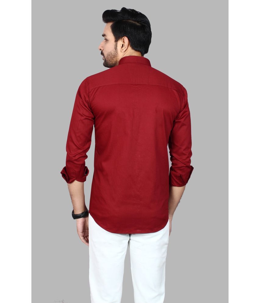     			Fatty Mouse Cotton Blend Regular Fit Solids Full Sleeves Men's Casual Shirt - Maroon ( Pack of 1 )