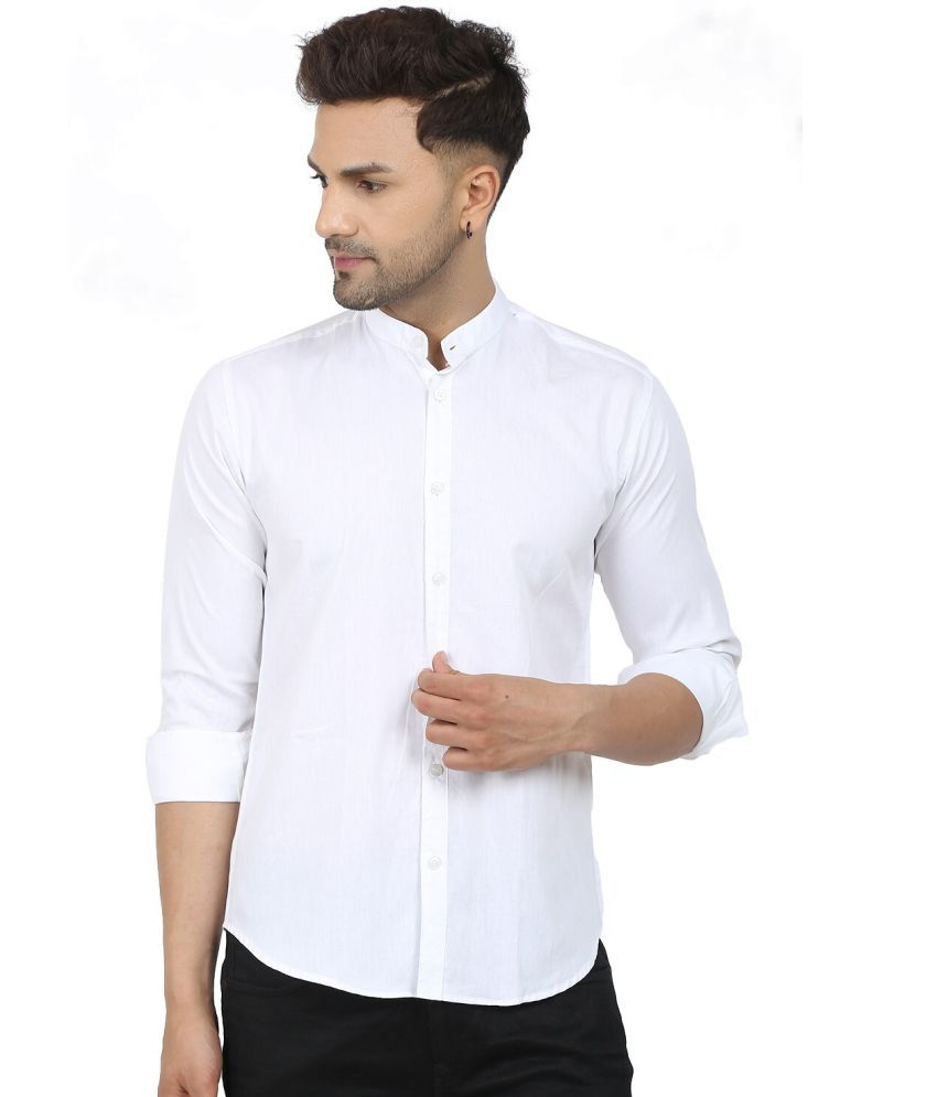     			Fatty Mouse Cotton Blend Regular Fit Solids Full Sleeves Men's Casual Shirt - White ( Pack of 1 )