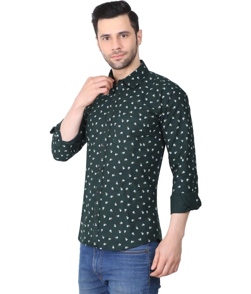     			Fatty Mouse Cotton Blend Regular Fit Printed Full Sleeves Men's Casual Shirt - Dark Green ( Pack of 1 )