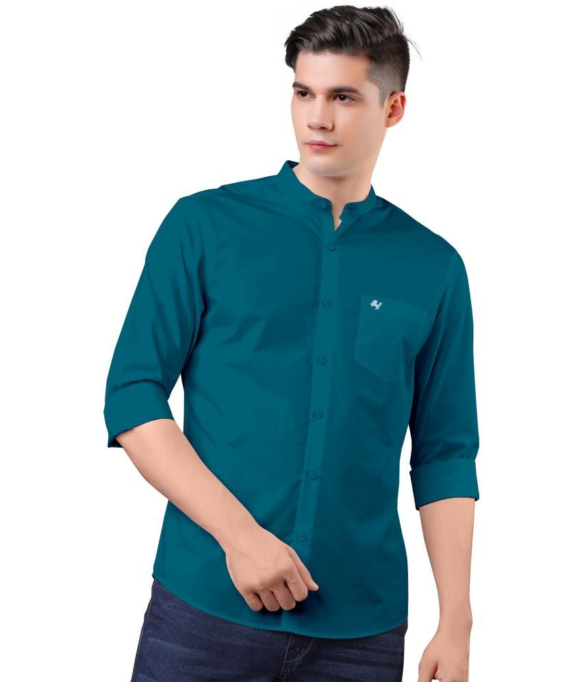     			Fatty Mouse Cotton Blend Regular Fit Solids Full Sleeves Men's Casual Shirt - Blue ( Pack of 1 )